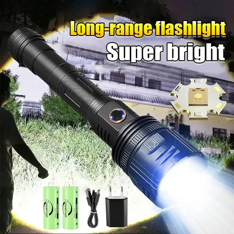 2023 Newest Most Powerful LED Flashlight 80 Watts USB Rechargeable Torch Light High Power Flashlight Tactical Lantern Hand Lamps