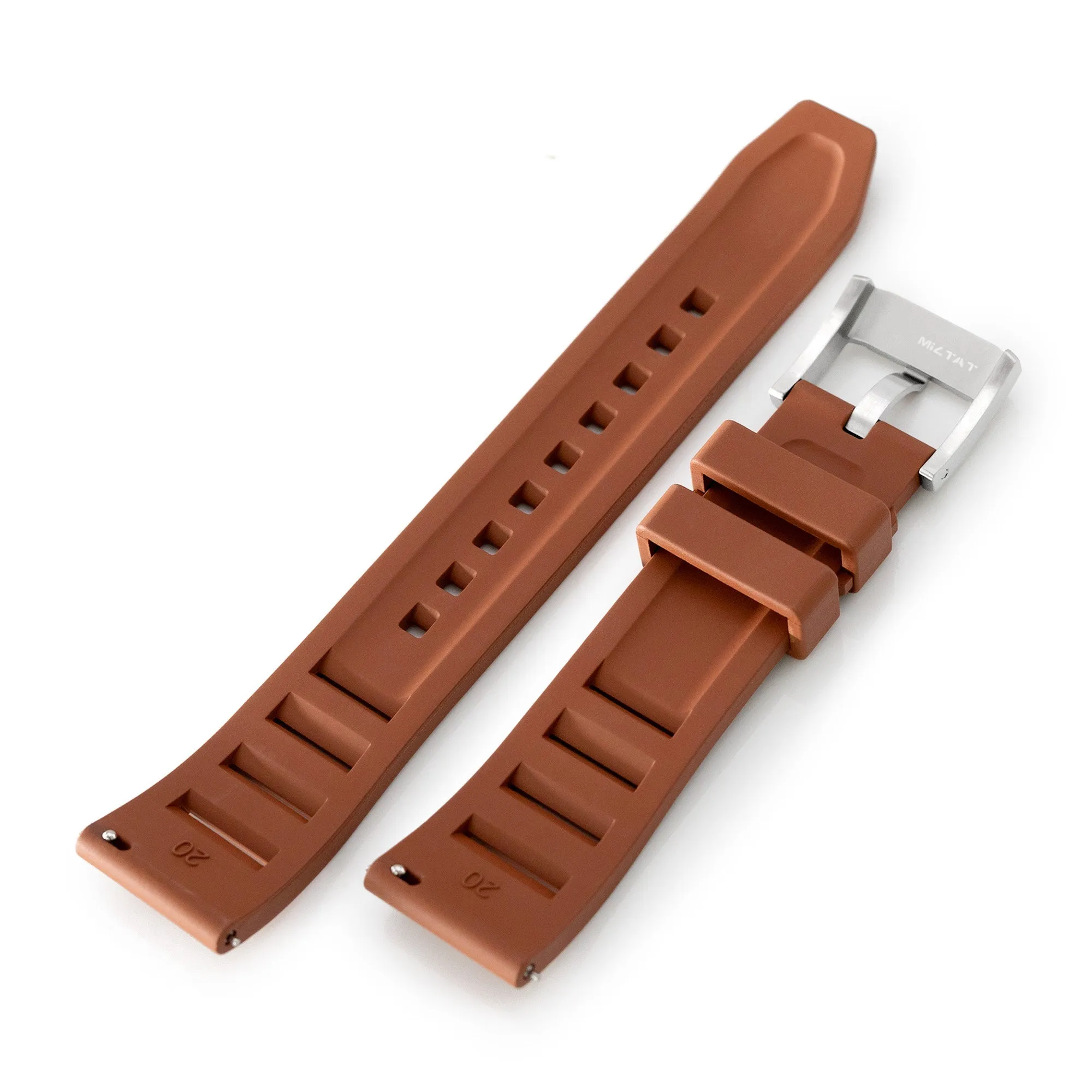 20mm Brown RM Vented FKM rubber watch strap