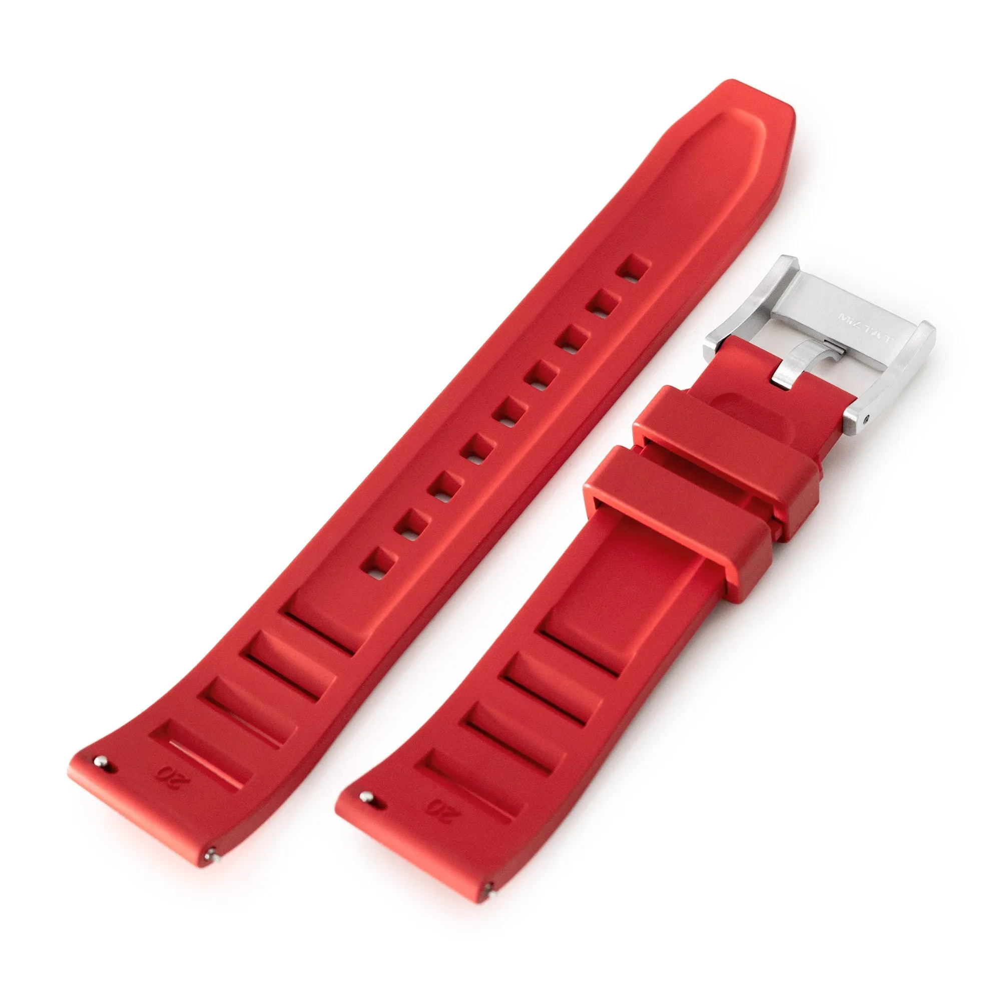 20mm Red RM Vented FKM rubber watch strap