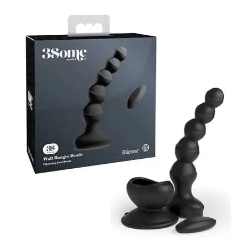 3Some Wall Banger Rechargeable Remote-Controlled Vibrating Anal Beads With Suction Cup