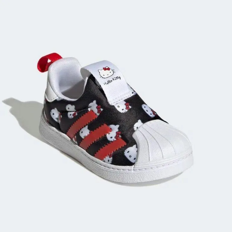 Adidas Kid's Hello Kitty Superstar 360 Shoes - Cloud White / Core Black / Vivid Red