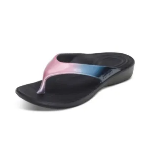 Aetrex Maui Metallic Pink Ombre Women's Flips