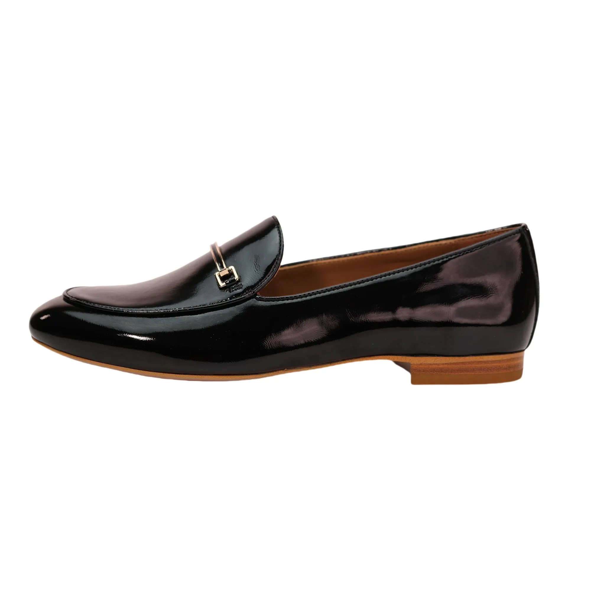 AiciBerllucci  Black Patent  Leather & Sheepskin lining- Prime-Women's Leather Loafer- Sleek Loafers Slip on Shoes-Casual Flat Shoes