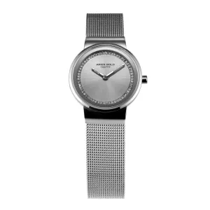 ARIES GOLD ENCHANT SONJA SILVER STAINLESS STEEL L 5003 S-S MESH STRAP WOMEN'S WATCH