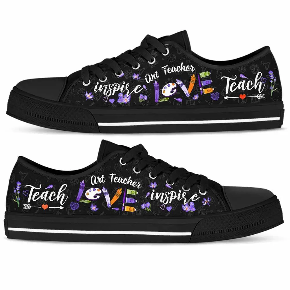 Art Teacher Lavender Teach Love Inspire Low Top Shoes, Teacher Shoes, Low Top Sneakers