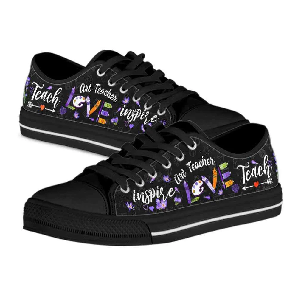 Art Teacher Lavender Teach Love Inspire Low Top Shoes, Teacher Shoes, Low Top Sneakers