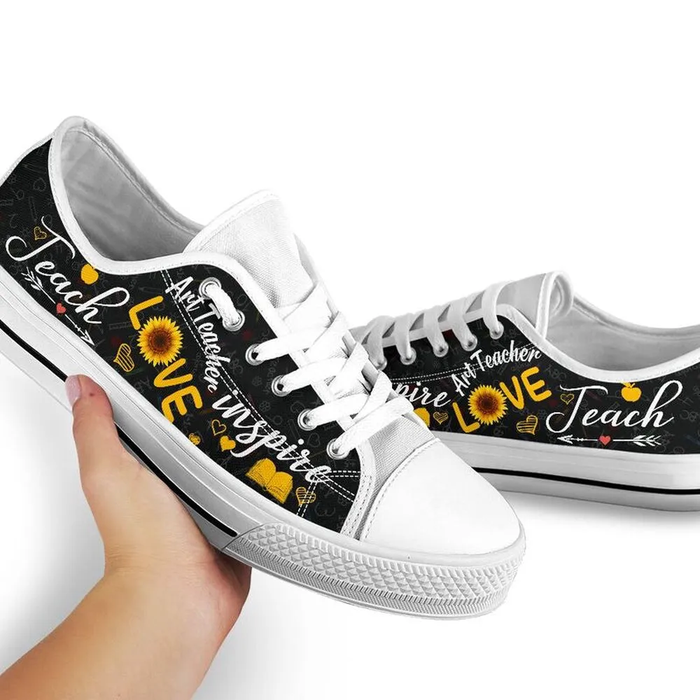 Art Teacher Teach Sunflower Low Top Shoes, Teacher Shoes, Low Top Sneakers