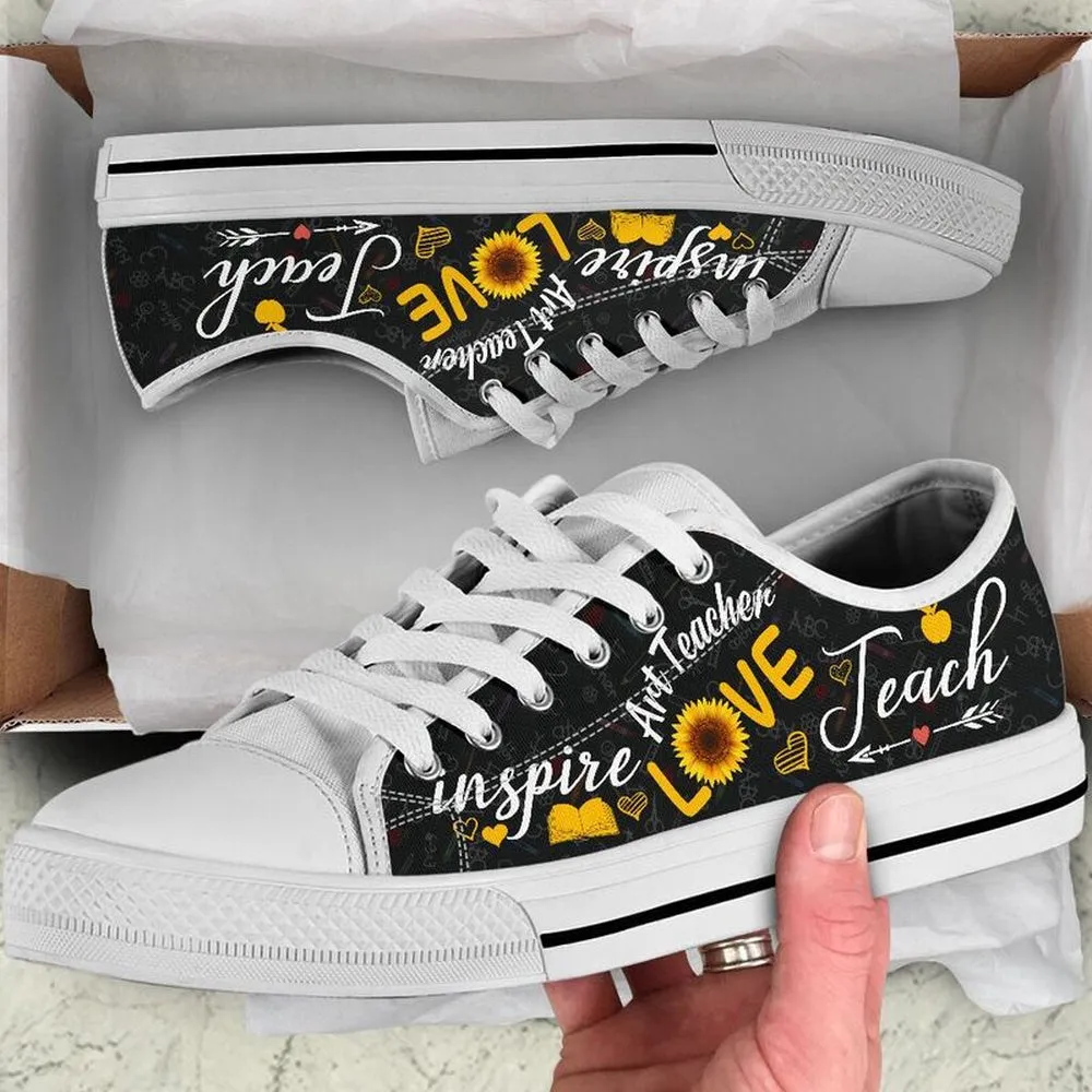 Art Teacher Teach Sunflower Low Top Shoes, Teacher Shoes, Low Top Sneakers