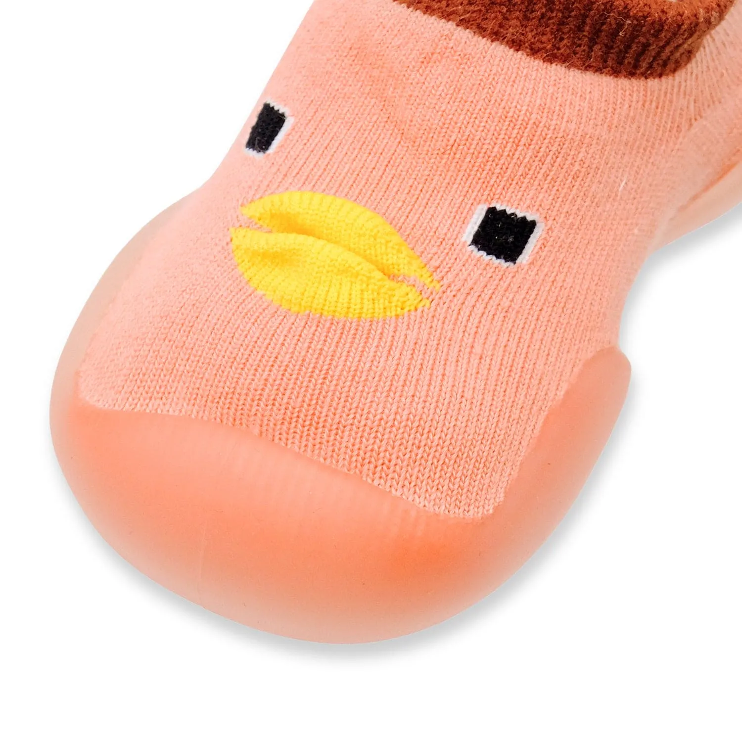 Baby Moo Cute Duck Anti-Skid Rubber Sole Comfy Slip-On Sock Shoes - Peach