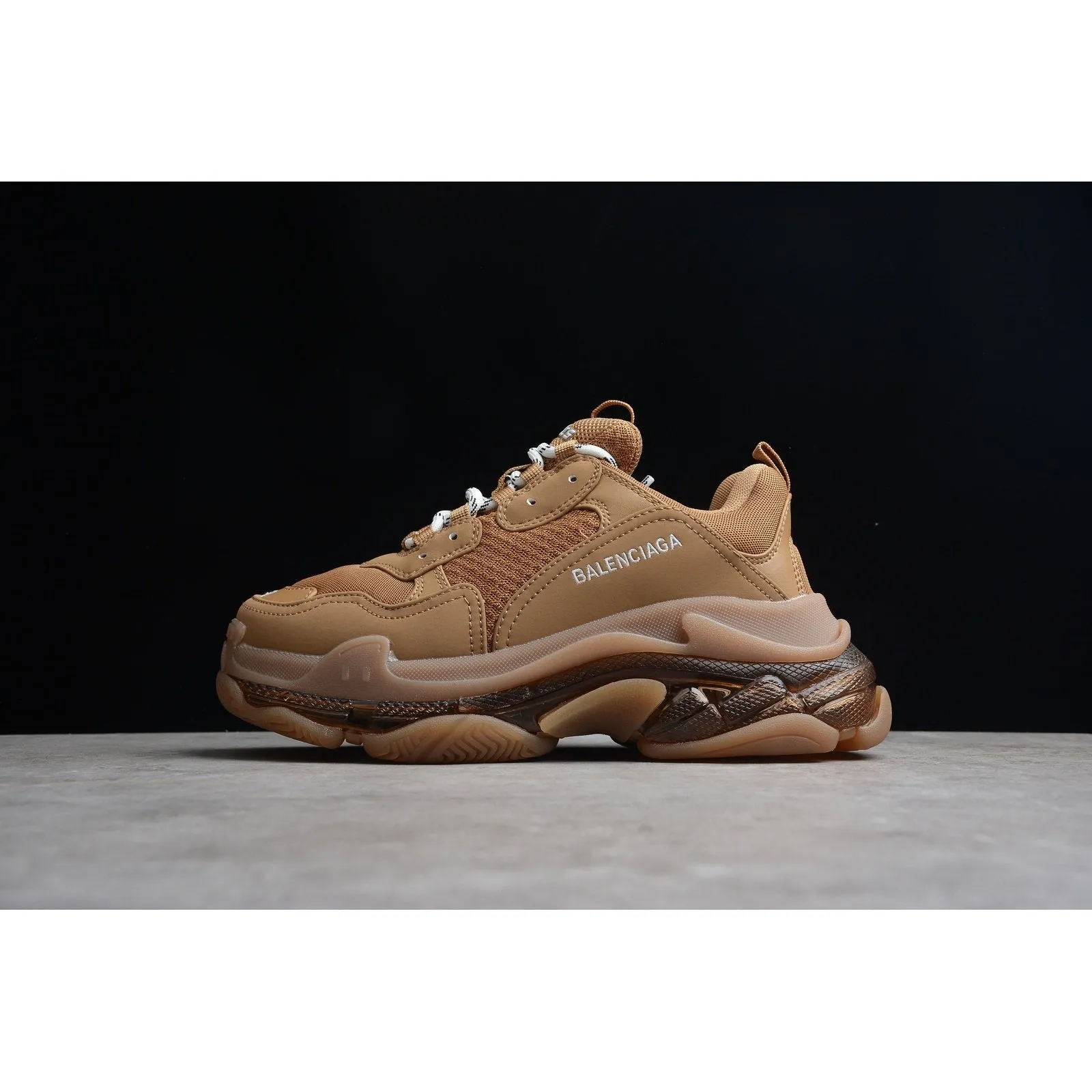 BALENCIAGA TRIPLE S CLEAR SOLE x BROWN