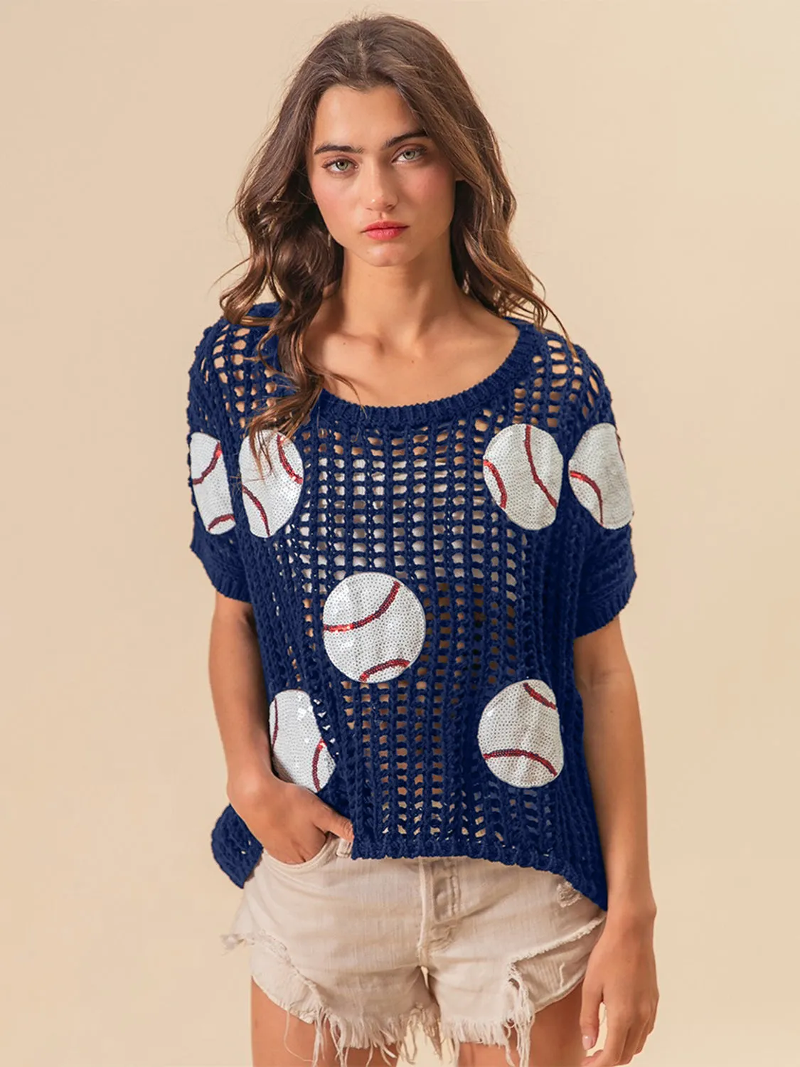 BiBi Baseball Patch Short Sleeve Net Cover-Up