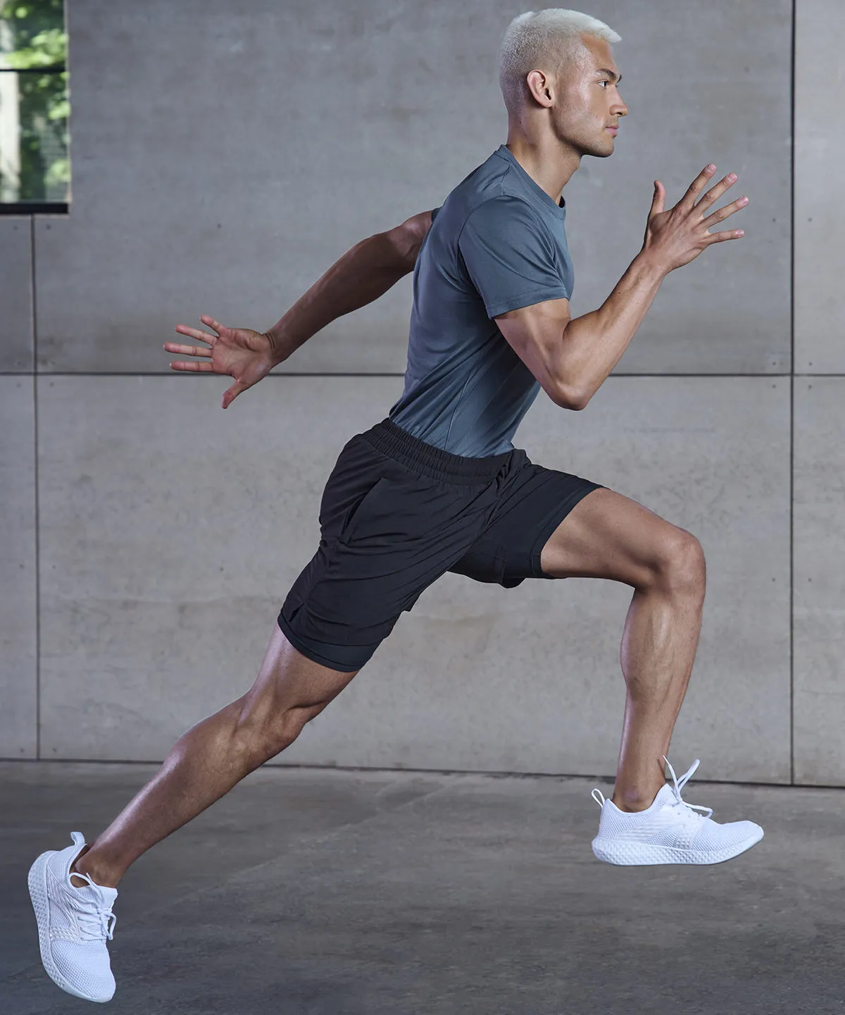 Black/Black - Double-layer sports shorts