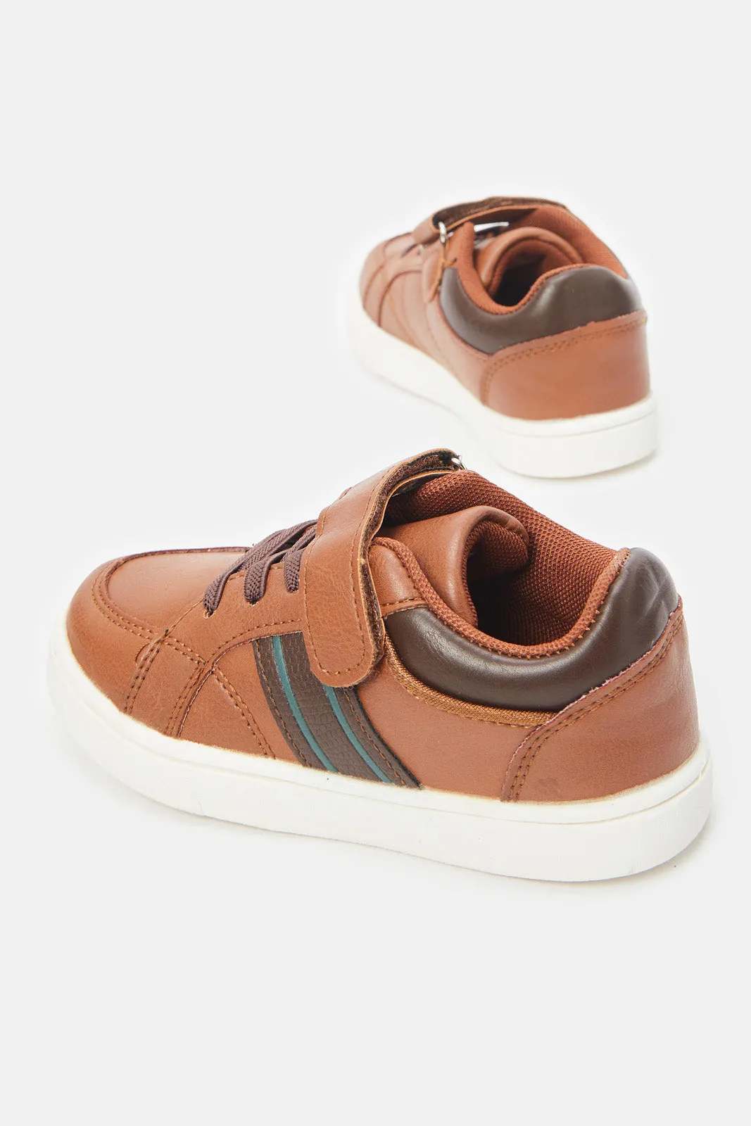 Boys Brown Material Block Sneaker