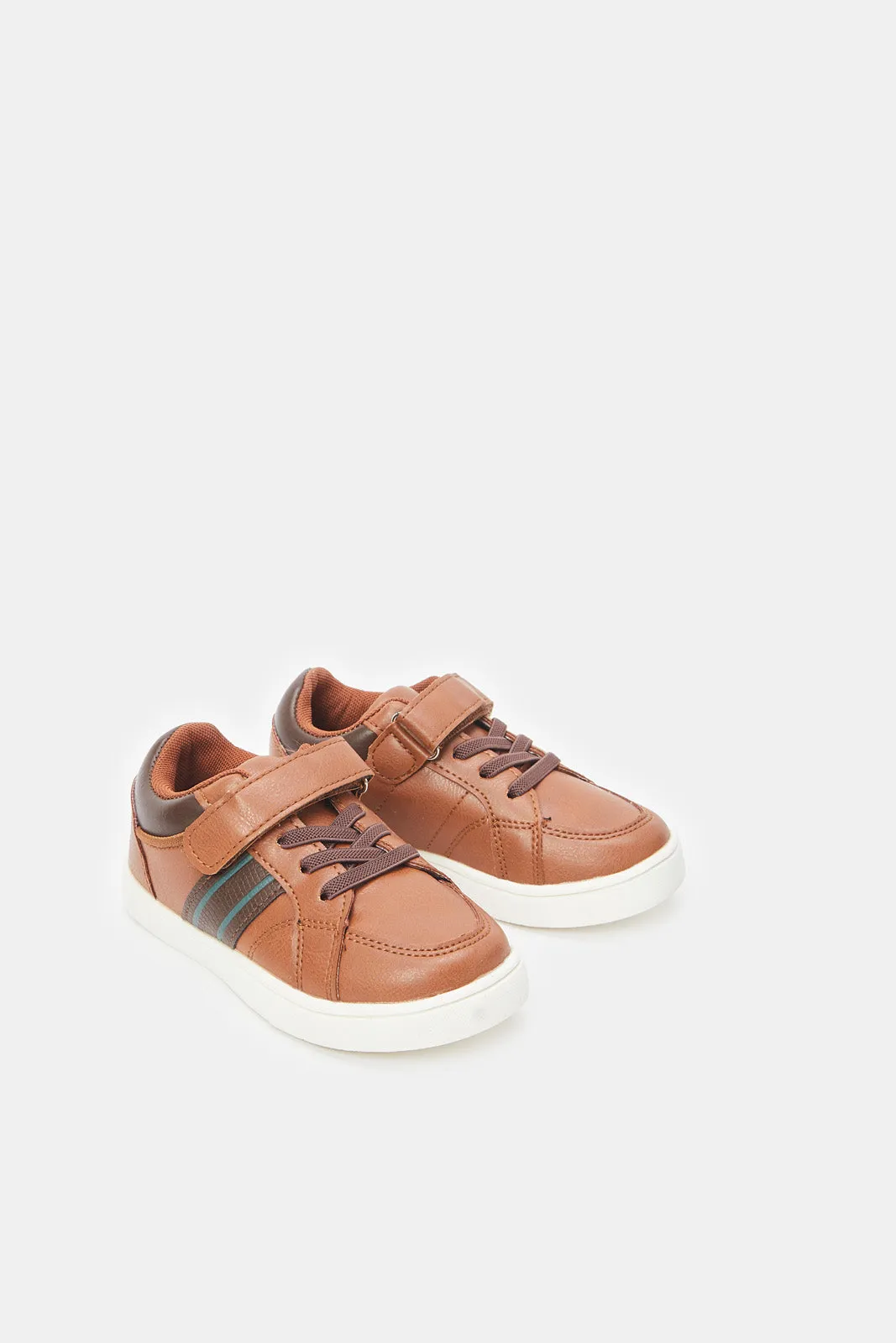 Boys Brown Material Block Sneaker