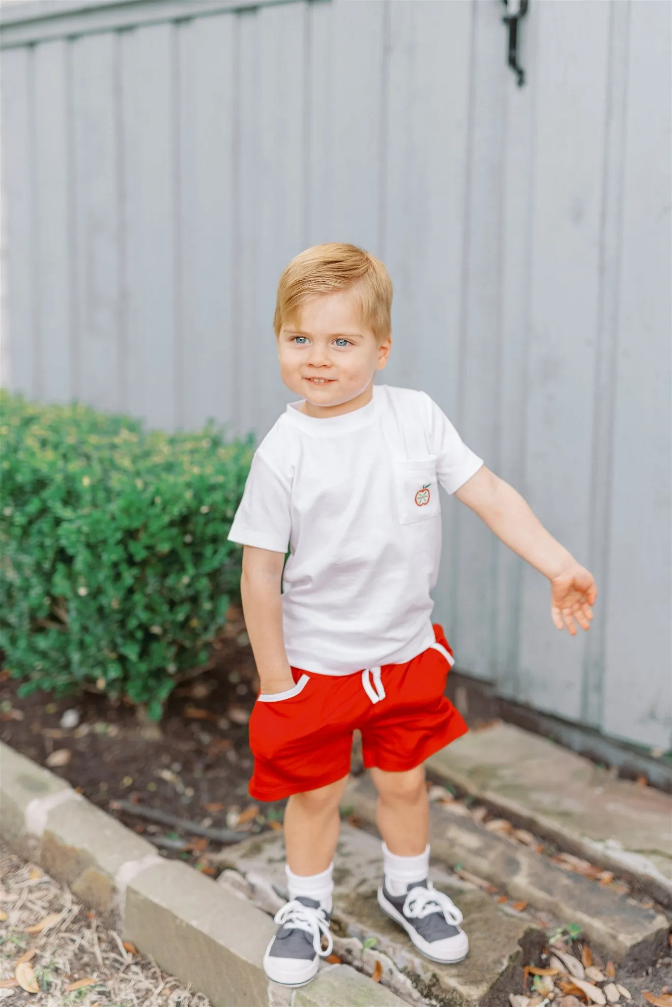 Boys red pima shorts