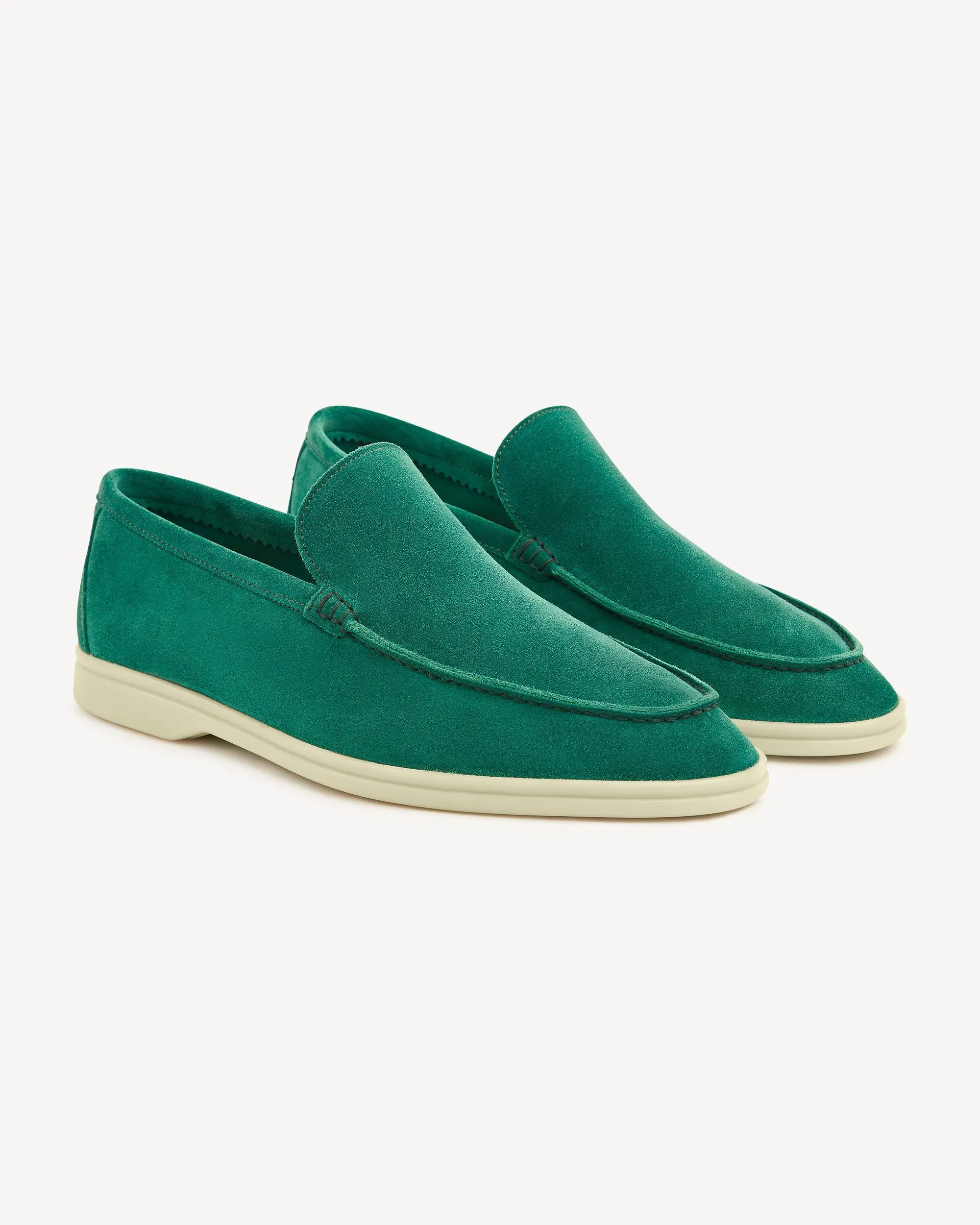 Brabion Unlined Capri Suede Loafer – Menthol Verde