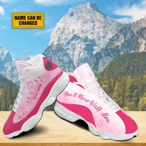 Breast Cancer Warrior Personalized J13 Shoes - Jesus Saved Heartbeat You'll Never Walk Alone Shoes