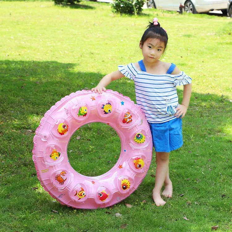 Cartoon Pattern Double Airbag Thickened Inflatable Swimming Ring Crystal Swimming Ring, Size:50 cm(Orange)