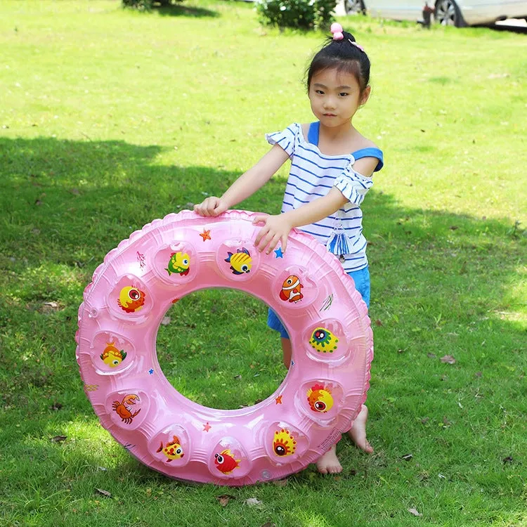 Cartoon Pattern Double Airbag Thickened Inflatable Swimming Ring Crystal Swimming Ring, Size:50 cm(Orange)