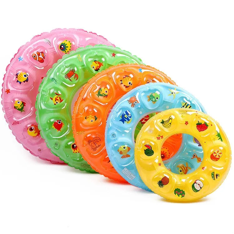 Cartoon Pattern Double Airbag Thickened Inflatable Swimming Ring Crystal Swimming Ring, Size:50 cm(Orange)