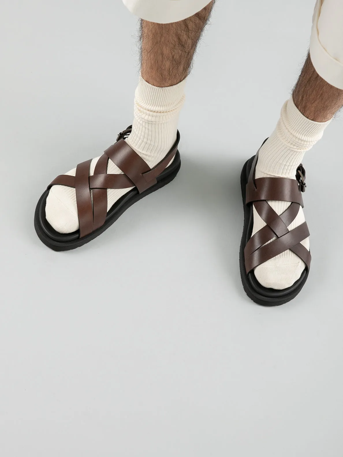 CHARRAT 002 - Brown Leather Sandals