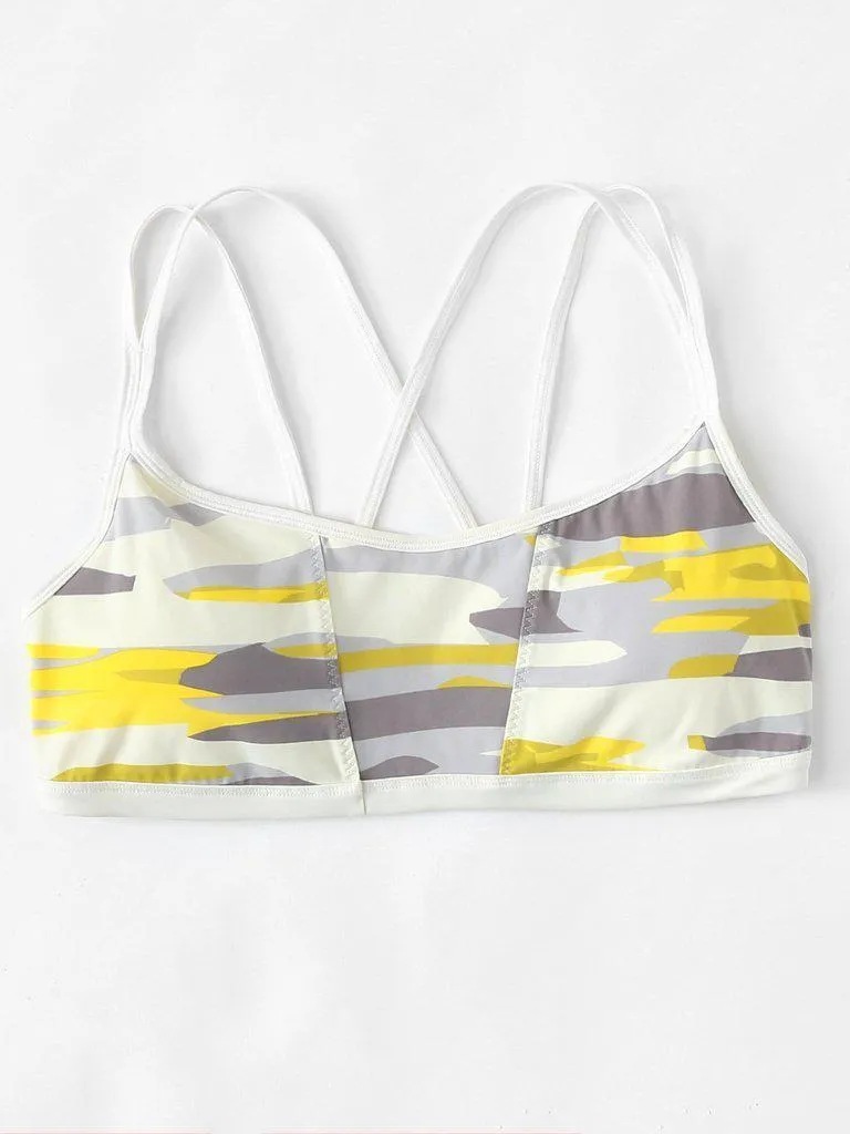 Colorblock Strappy Sports Bra