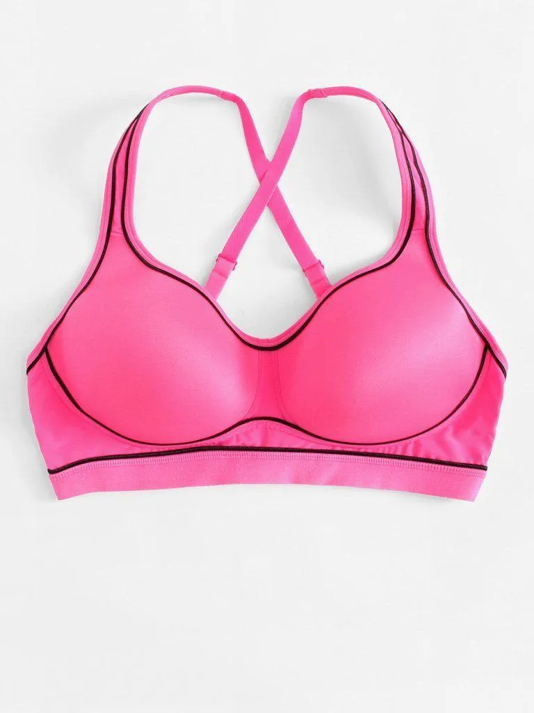 Contrast Seam Cross Back Sports Bra