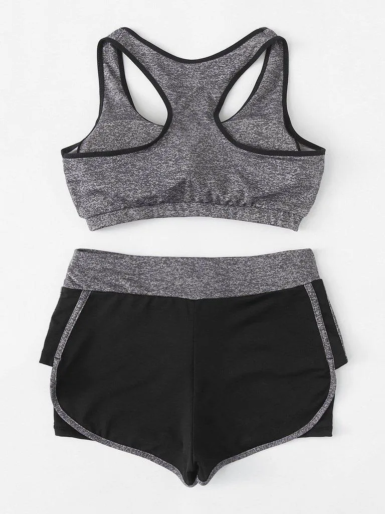 Contrast Trim Sports Bra And Shorts