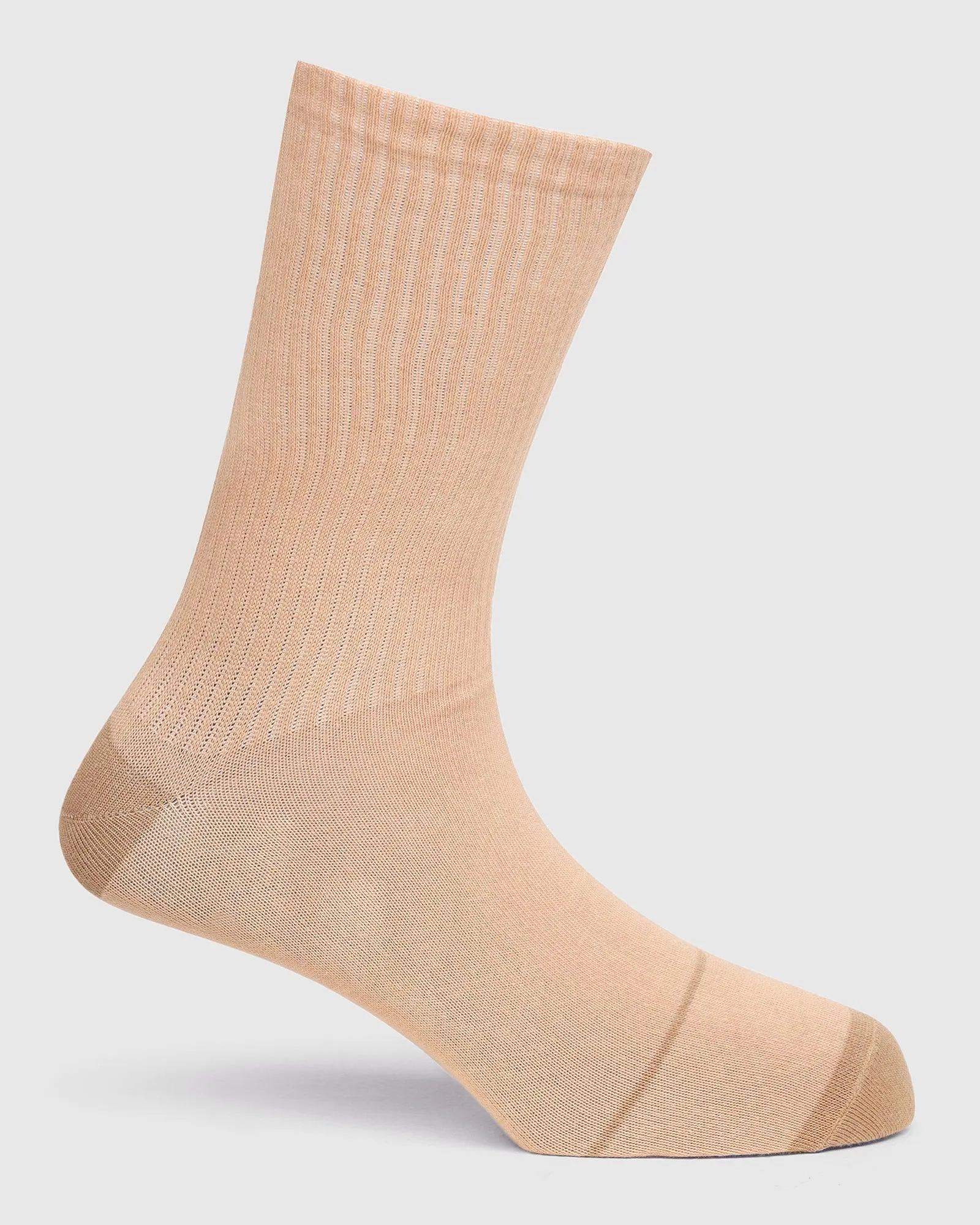 Cotton Beige Textured Socks - Snow