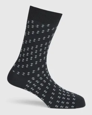 Cotton Dark Navy Textured Socks - Sevilla