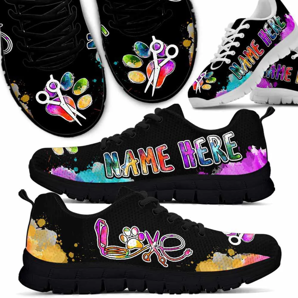 Custom Name Dog Sneaker, Colorful Watercolor Sneakers Shoes, Best Running Shoes