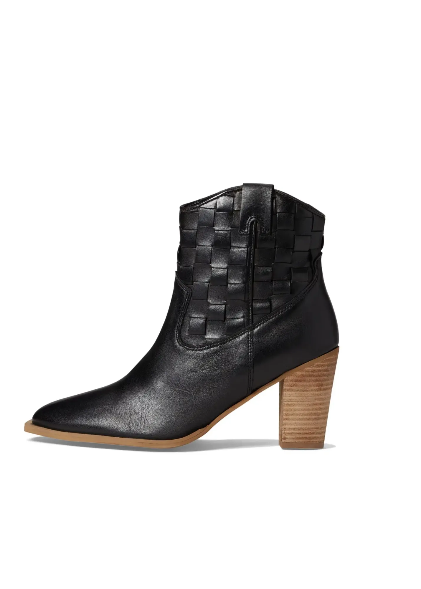 Dawn Basket Weave Ankle Boot in Black