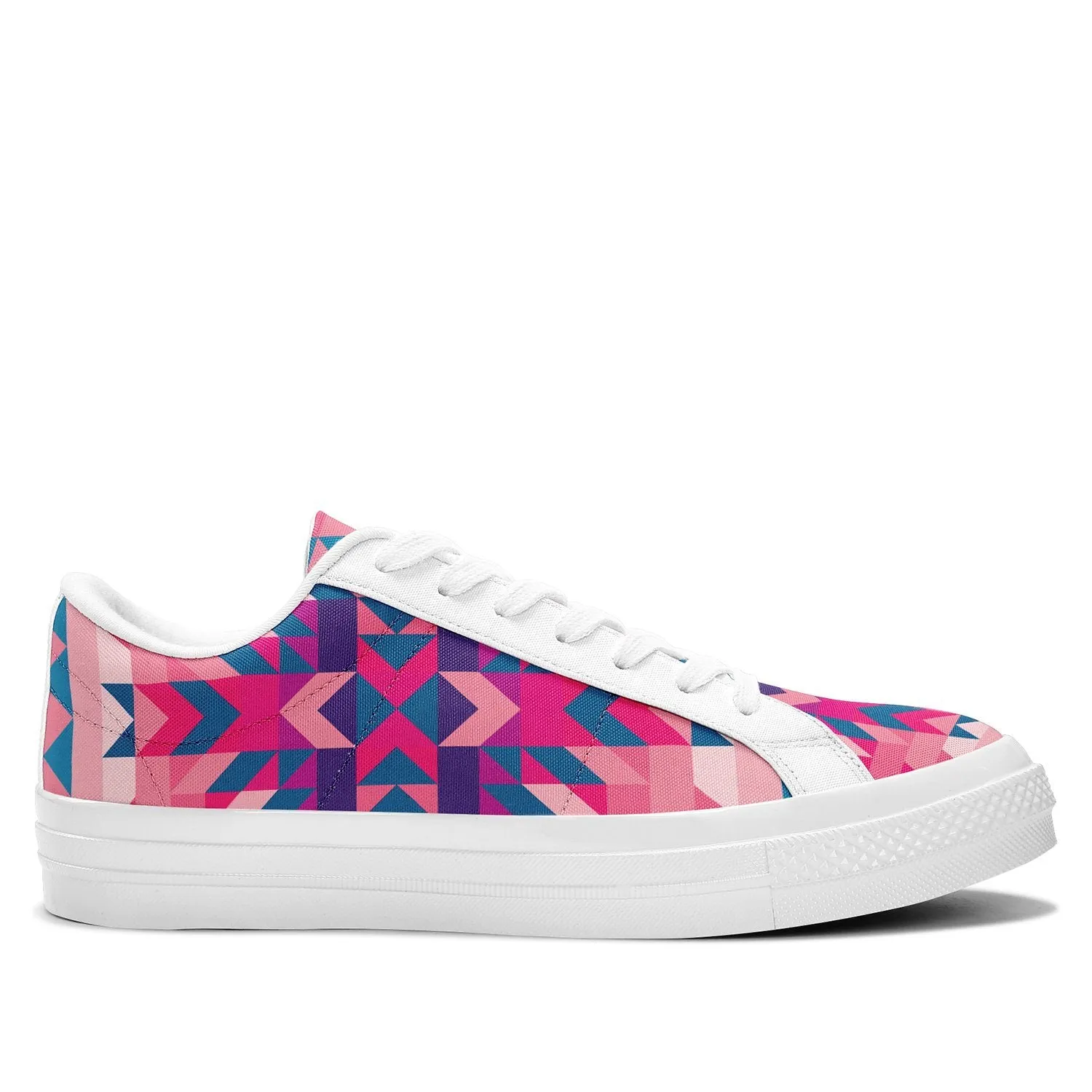 Desert Geo Blue Aapisi Low Top Canvas Shoes White Sole