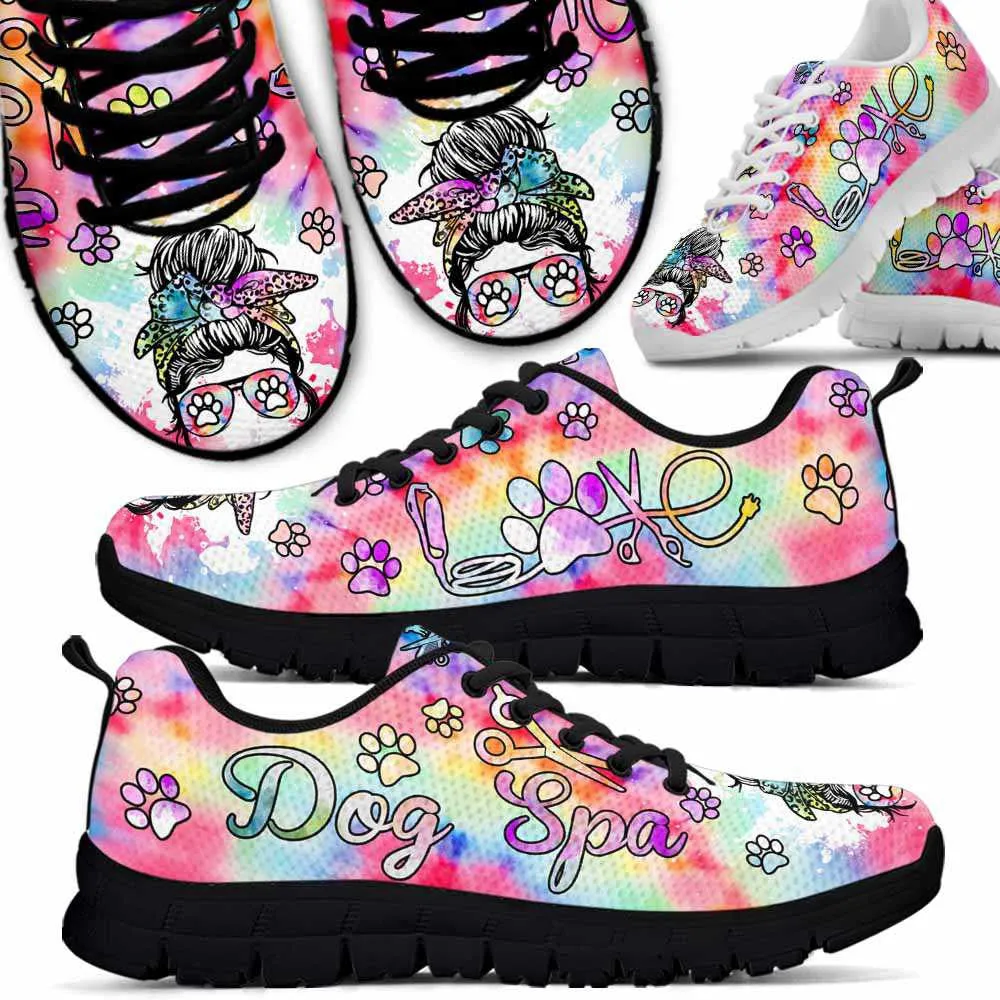 Dog Spa Tie Dye Love Heart Sneakers Shoes, Dog Print Shoes, Best Running Shoes, Unique Gifts For Dog Lovers