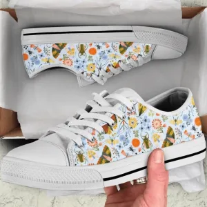 Dragonfly Insects Flower Summer Low Top Shoes, Animal Print Canvas Shoes, Print On Canvas Shoes