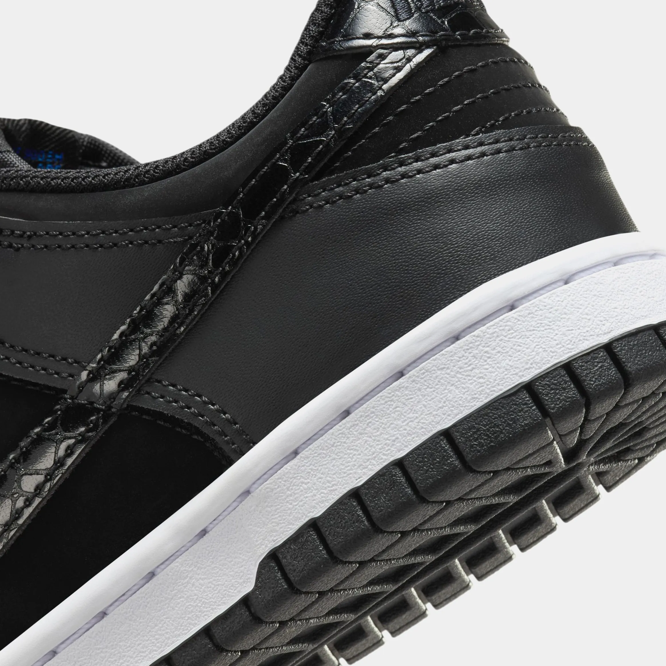 Dunk Low SE Black Croc Swoosh Grade School Lifestyle Shoes (Black/White/Game Royal)