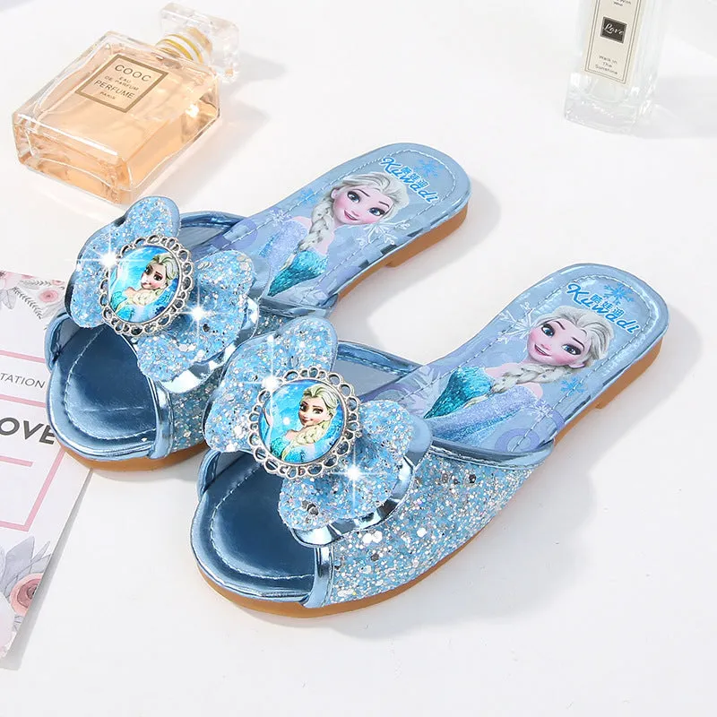 Dunnmall Girls Sandals Summer Children's Sandals Little Girl Elsa Shoes Baby Home Outdoor Slippers Summer Shoes