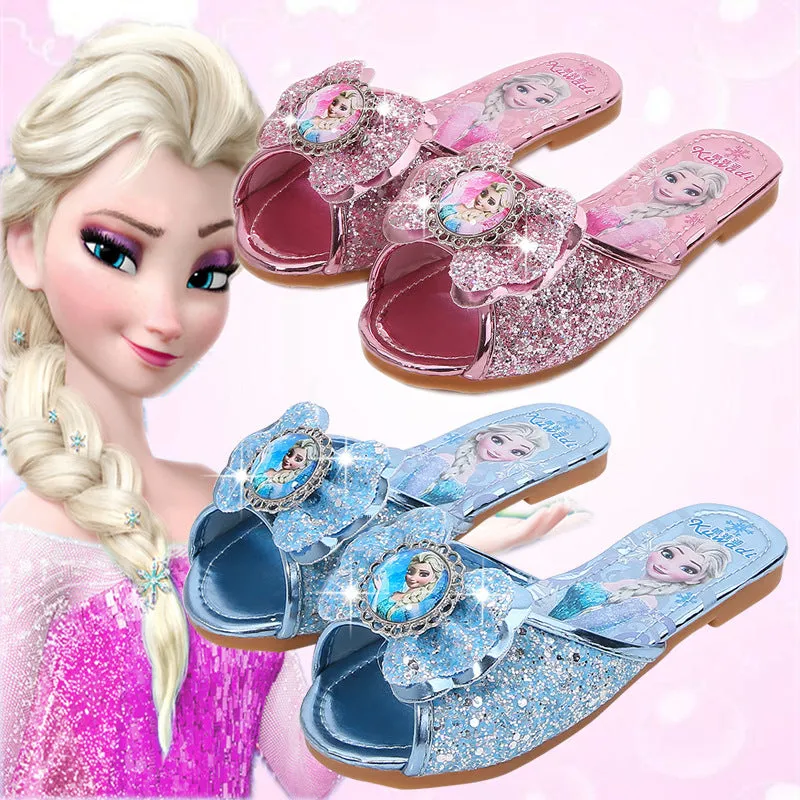 Dunnmall Girls Sandals Summer Children's Sandals Little Girl Elsa Shoes Baby Home Outdoor Slippers Summer Shoes