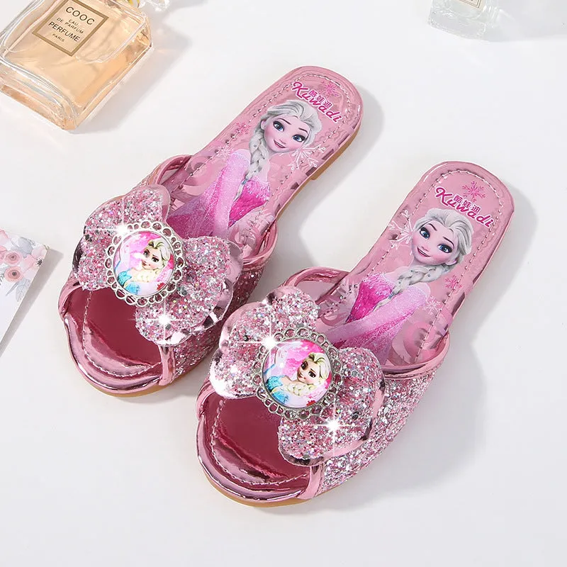 Dunnmall Girls Sandals Summer Children's Sandals Little Girl Elsa Shoes Baby Home Outdoor Slippers Summer Shoes