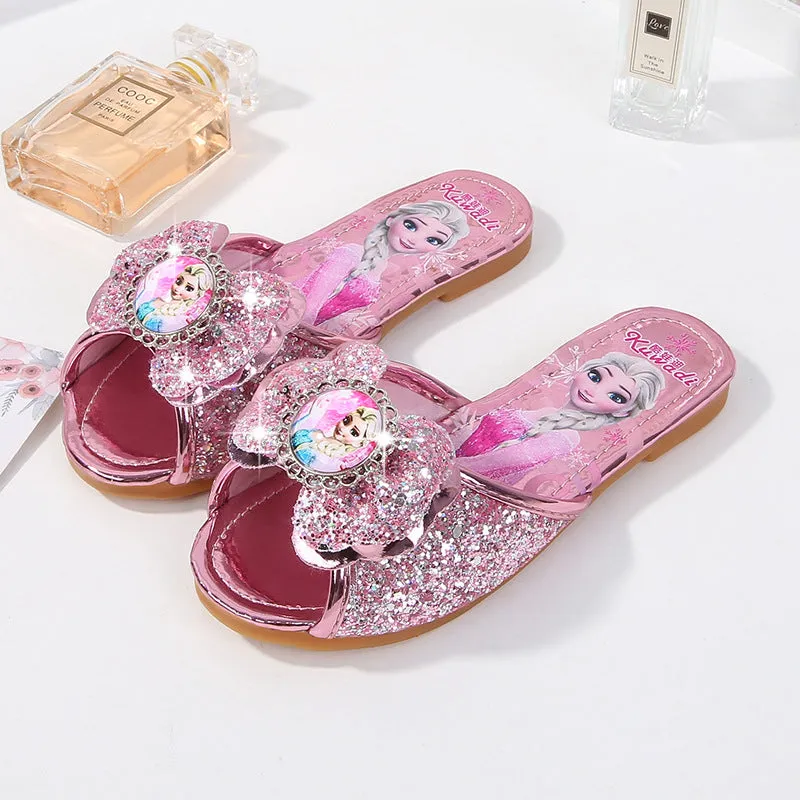 Dunnmall Girls Sandals Summer Children's Sandals Little Girl Elsa Shoes Baby Home Outdoor Slippers Summer Shoes