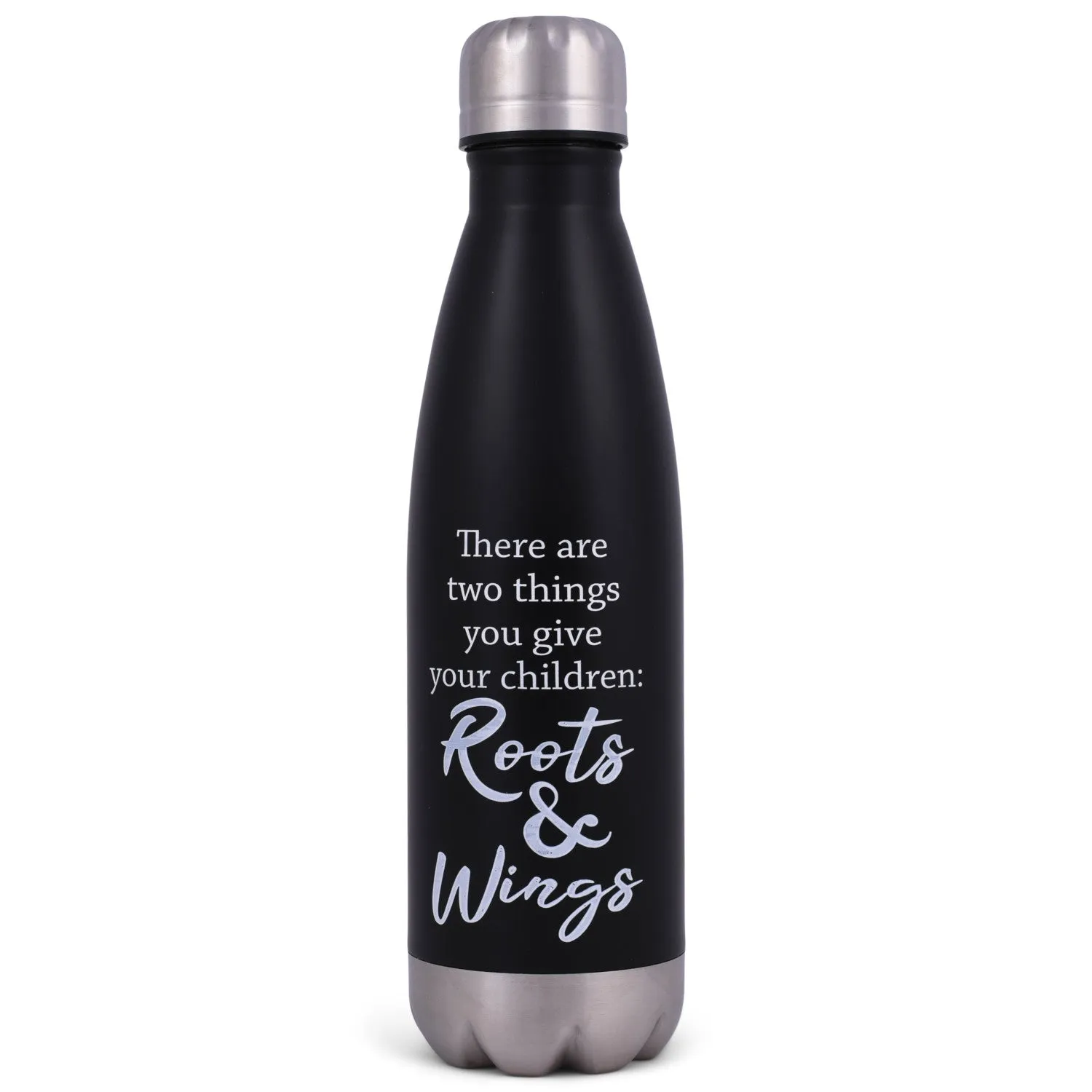 Elanze Designs Children Roots & Wings Black 17 ounce Stainless Steel Sports Water Bottle