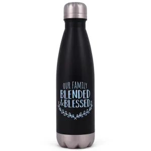 Elanze Designs Family Blended Blessed Black 17 ounce Stainless Steel Sports Water Bottle