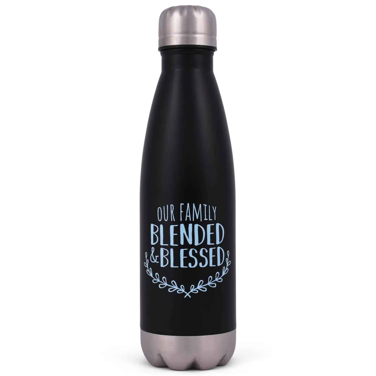 Elanze Designs Family Blended Blessed Black 17 ounce Stainless Steel Sports Water Bottle