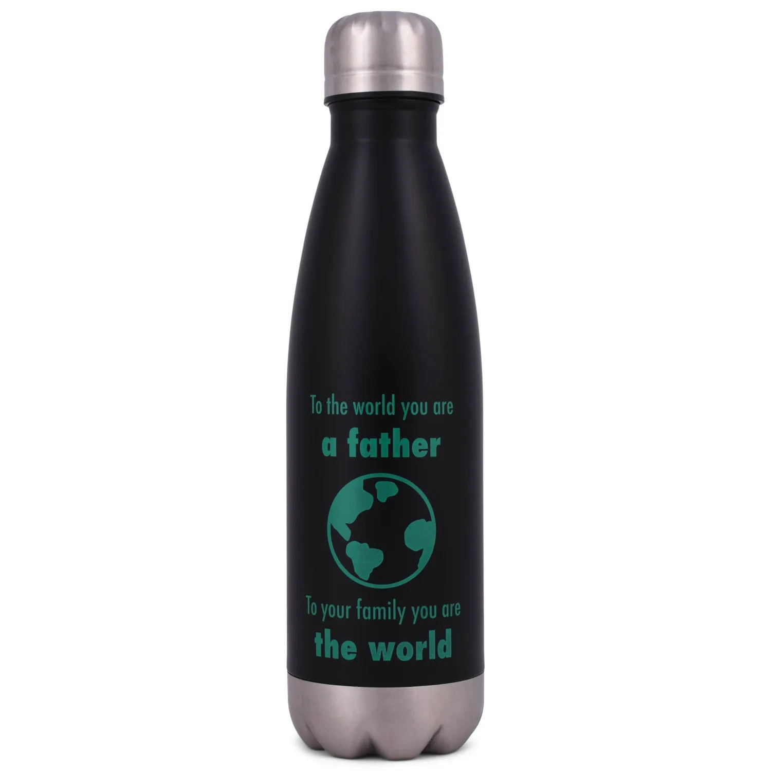 Elanze Designs Father Family World Black 17 ounce Stainless Steel Sports Water Bottle