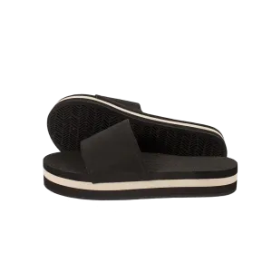 ESSNTLS Womens PLATFORM Slides - Black & Sea Salt Stripe