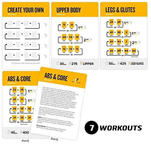 EXERCISE CARDS BODYWEIGHT - Home Gym Workout Personal Trainer Fitness Program Guide Tones Core Ab Legs Glutes Chest Bicepts Total Upper Body Workouts Calisthenics Training Routine