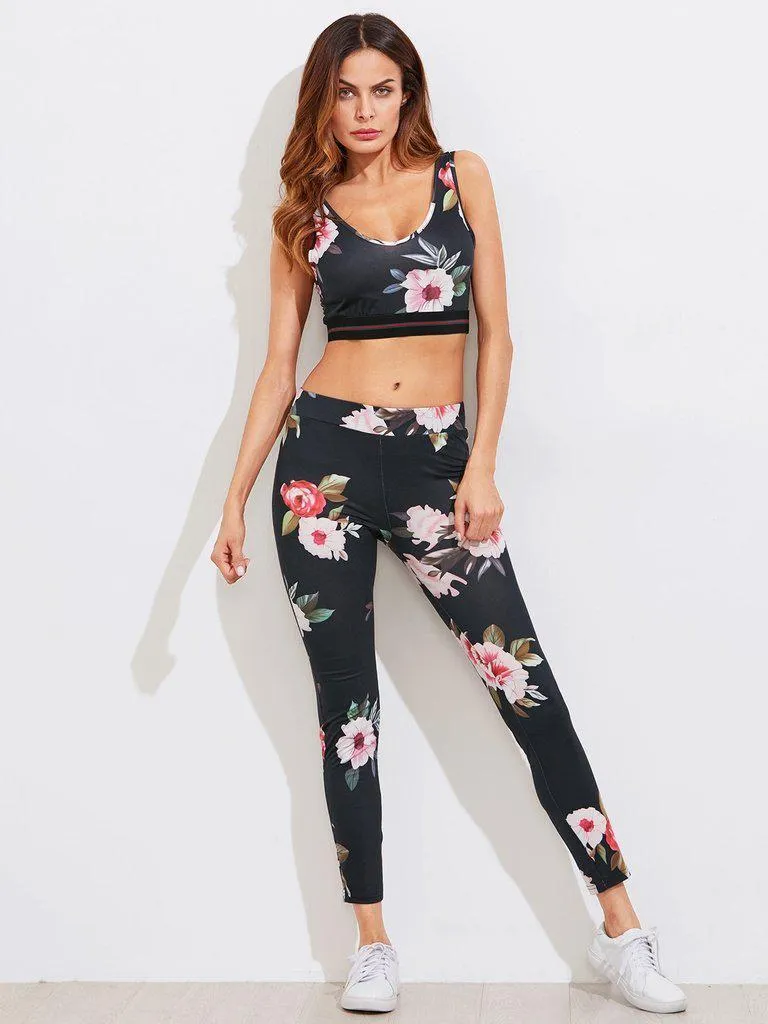 Floral Print Sports & Leggings Set