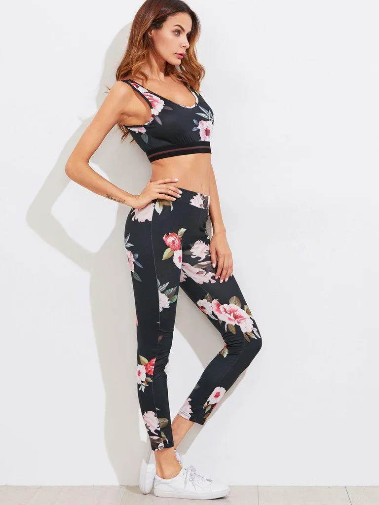 Floral Print Sports & Leggings Set