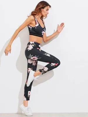 Floral Print Sports & Leggings Set