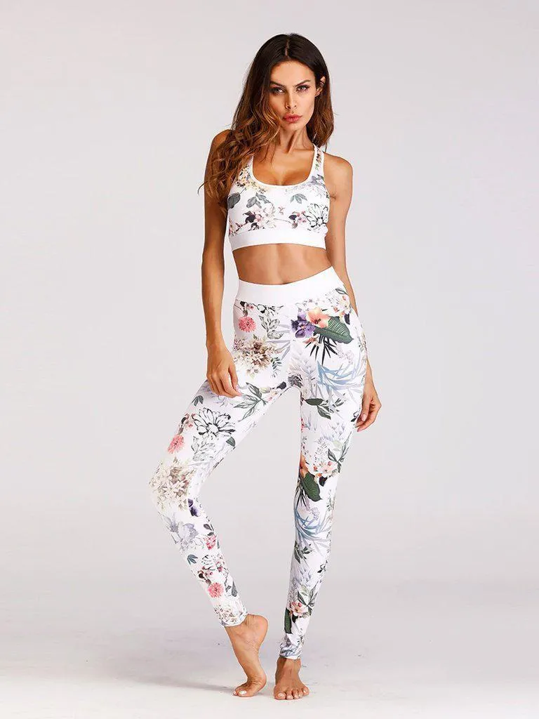 Floral Print Sports Bra With Leggings